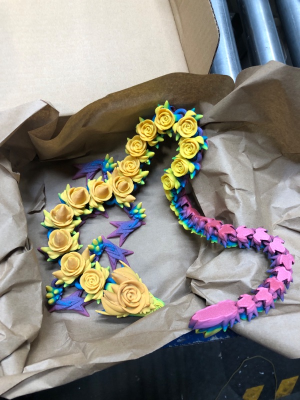 Photo 1 of 3d Printed Rose Dragon - Flexible Fidget Toy (22", Cotton Candy)