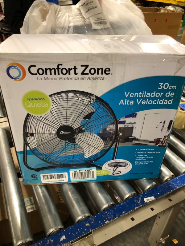 Photo 2 of Comfort Zone CZHV12B High Velocity Cradle Fan | 3 Speed, 12 Inch Fan with All Metal Construction, Black