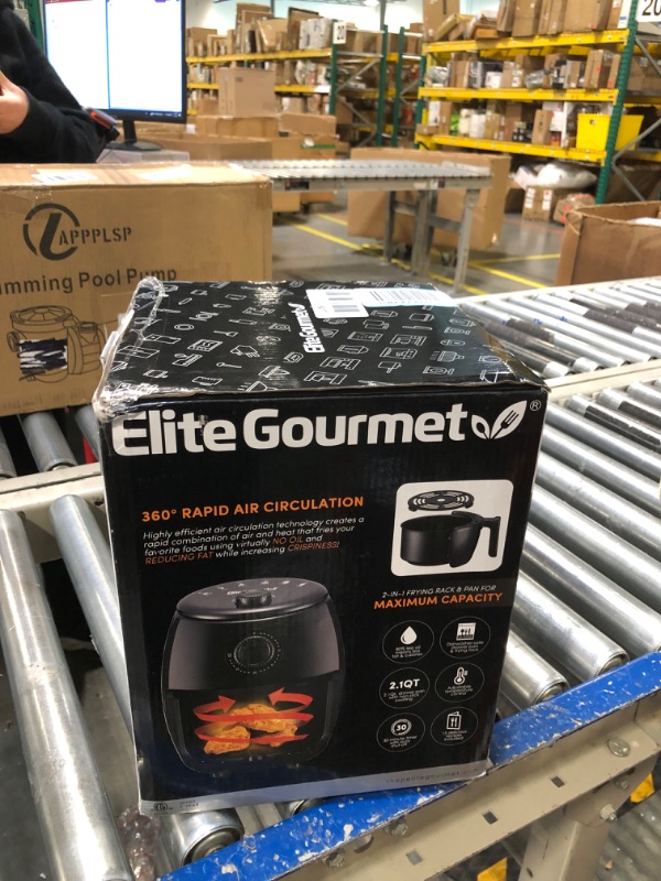 Photo 2 of Elite Gourmet EAF-0201 Personal 2.1 Qt., Black & EAF-0201BG Personal 2.1 Qt. Compact Space Saving Electric Hot Air Fryer Oil-Less Healthy Cooker, Timer & Temperature Controls, 1000W, Quart, Blue Gray