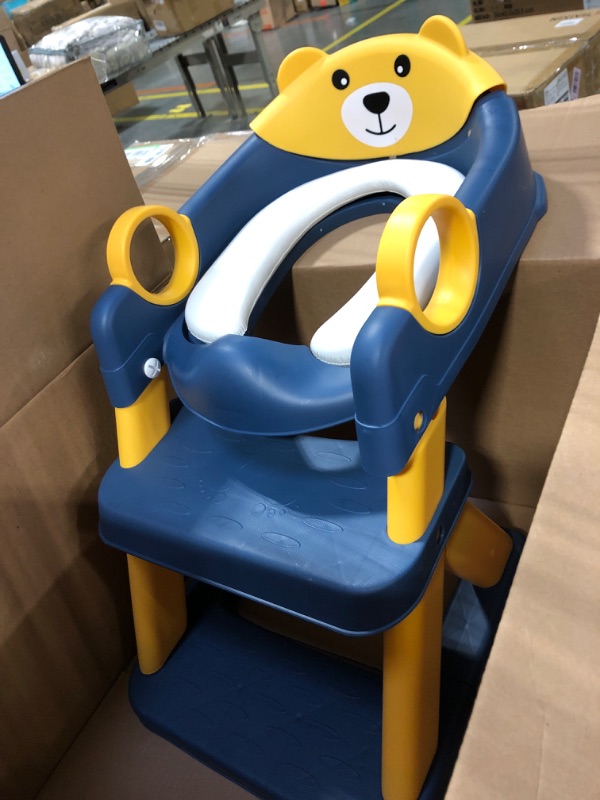 Photo 1 of COOSEYA Toilet Seat, Potty Training Toilet Seat for Toddler, Upgrade Potty Training Toilet 2 in 1 Toilet Seat for Boys Girls,Waterproof Soft Mat Non-Slip Step Stool Blue-Yellow
**MISSING SCREW***