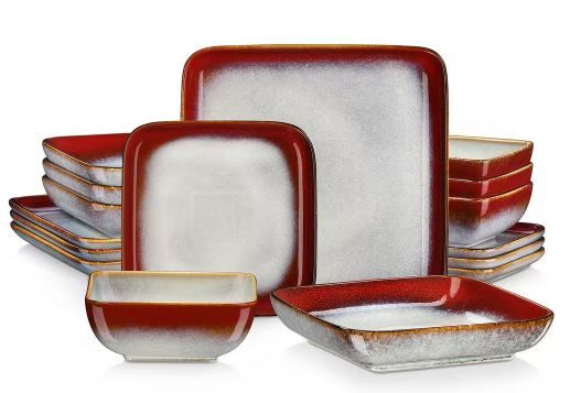 Photo 1 of 903053-vc-stern-r-sl Stern 16-Piece Red Stoneware Dinnerware Set (Service for 4)
**BROKEN PLATE**