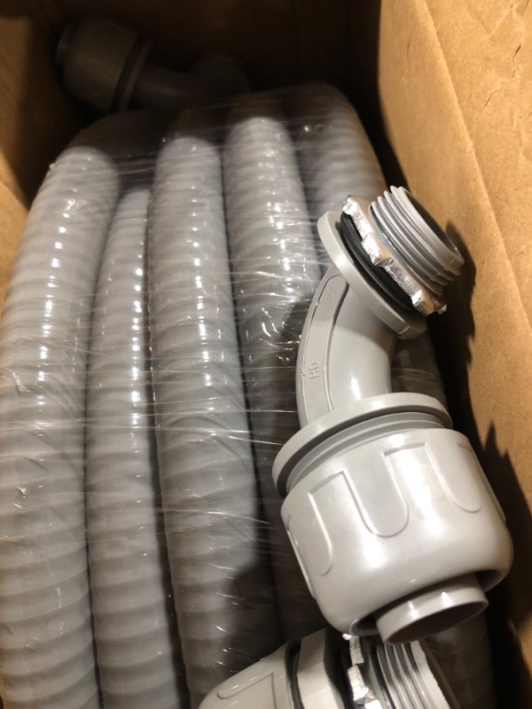 Photo 3 of Feotech Liquid-Tight Conduit and Connector Kit - 3/4 Inch 50 FT Non Metallic Liquid Tight Electrical Conduit with 5 Straight and 5 Angle Fittings 3/4inch 50 Ft