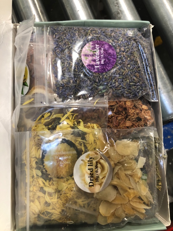 Photo 3 of 30 Bags Dried Flowers,100% Natural Dried Flowers Herbs Kit for Soap Making, DIY Candle Making,Bath - Include Rose Petals,Lavender,Don't Forget Me,Lilium,Jasmine,Rosebudsand More 30 bags*10g