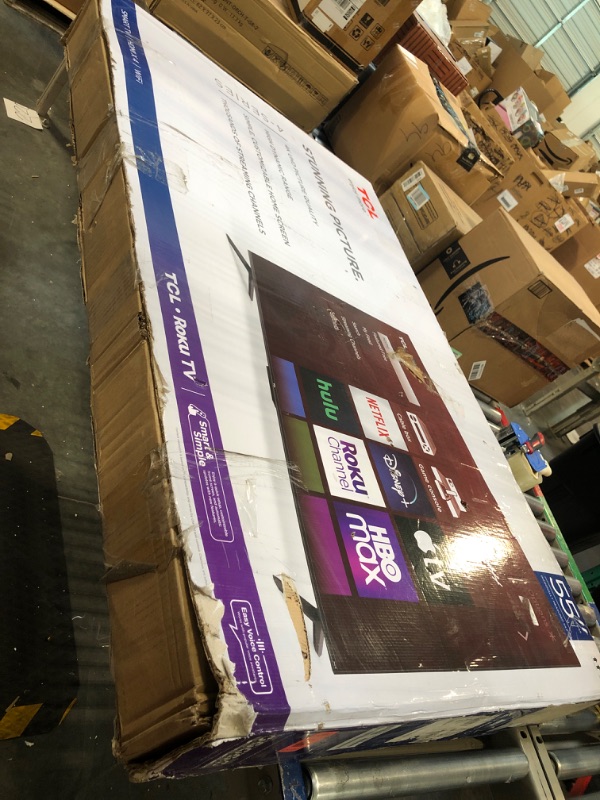 Photo 2 of **** NOT FUNCTIONAL**** SELLING AS PARTS*****TCL 55" Class 4-Series 4K UHD HDR Smart Roku TV(Wi-Fi, RF, USB, Ethernet, HDMI) - 55S455 55-inch ***Used screen cracked can be used for parts***