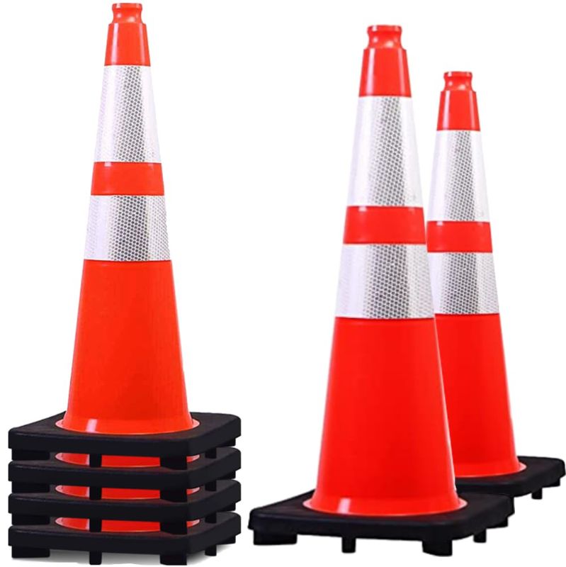 Photo 1 of (6 Cones) BESEA 28” inch Orange Safety Traffic Cones, Construction Road Parking Cone Structurally Stable, Crowd Control at Public Place.