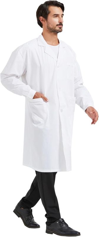 Photo 1 of GDEOUP Professional Lab Coat for Men Women Full Sleeve Poly Cotton Long Sleeve,White Medical Scientist Lab Coats Protective