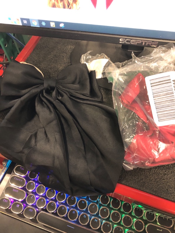 Photo 1 of ATODEN Silky Satin Hair Bows 2Pcs Big Large Hair Bows for Women Hair Ribbons Oversized Long Tail Black Hair Bow Red Hair Bow Hair Barrettes Ribbon Metal Clips Bowknot Hair Accessories Christmas Gifts Black Red