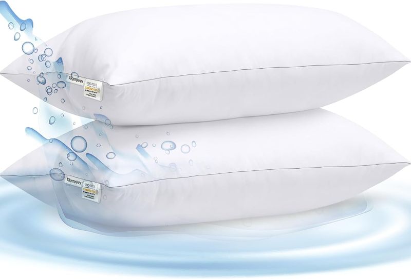 Photo 1 of 20x28 Inches Pillows Queen Size Set of 2-Whole Washable-Bed Pillows for Sleeping, Queen Pillows 2 Pack for Back, Stomach or Side Sleepers Fluffy Pillows for Bed with Down Alternative, Machine Washable