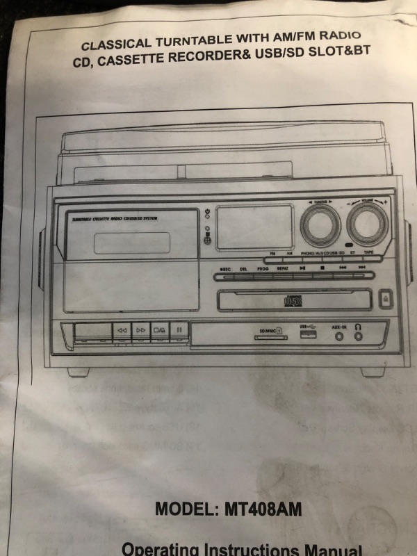 Photo 2 of Gartopvoiz Bluetooth Vinyl Record Player, 3 Speeds All in 1 LP Turntable with External Stereo Speakers, CD Player Cassette AM/FM Radio USB/SD Encoding & Playing Phonograph