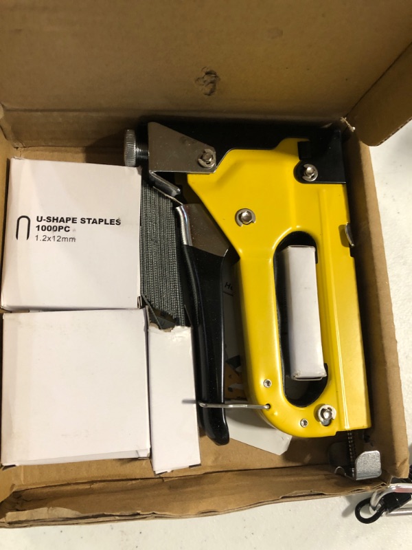 Photo 1 of Upholstery Staple Gun Heavy Duty, YEAHOME 4-in-1 Stapler Gun with 4000 Staples, Manual Brad Nailer Power Adjustment Stapler Gun for Wood, Crafts, Carpentry, Decoration DIY staple gun with 4000 nails