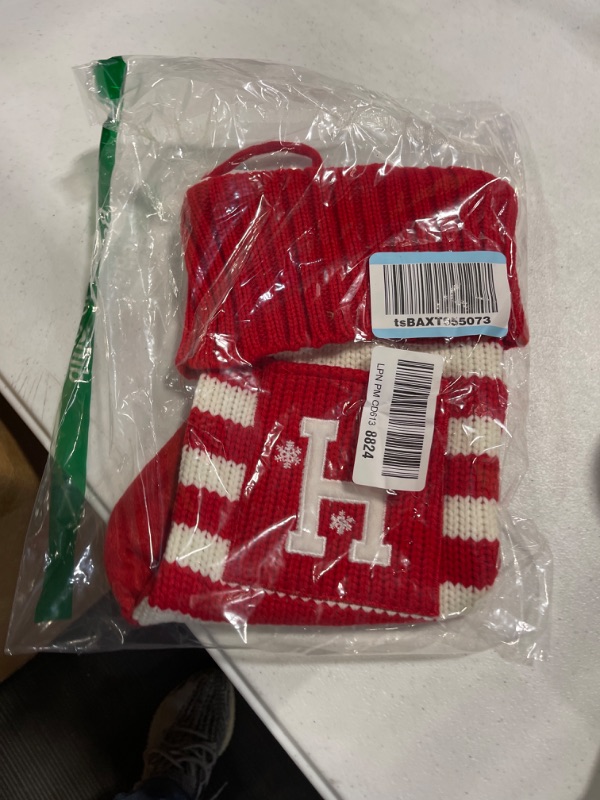 Photo 3 of 2023 New Christmas Stocking Knit Initial Christmas Stockings Letter H Red H