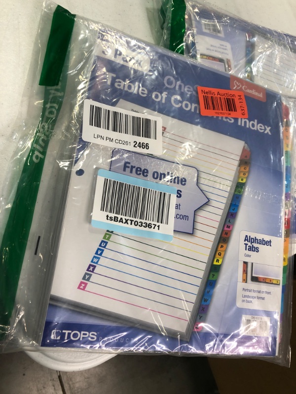 Photo 2 of Cardinal A-Z Tab Dividers for 3 Ring Binders, Customizable Table of Contents Page with Multicolor A-Z Tabs, 3 Sets (63218)