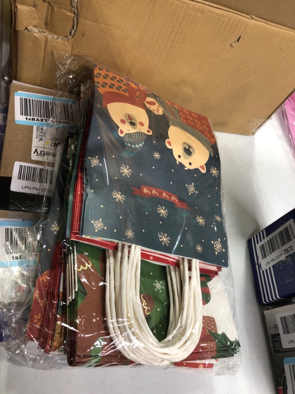 Photo 1 of 24 pcs Christmas Kraft Gift Bags with 24 Tissue Papers, Holiday Paper Gift Bags,Party Favors Goody Bags, Xmas Presents, Classrooms and Wrapping Stocking Stuffers (Merry Christmas A)