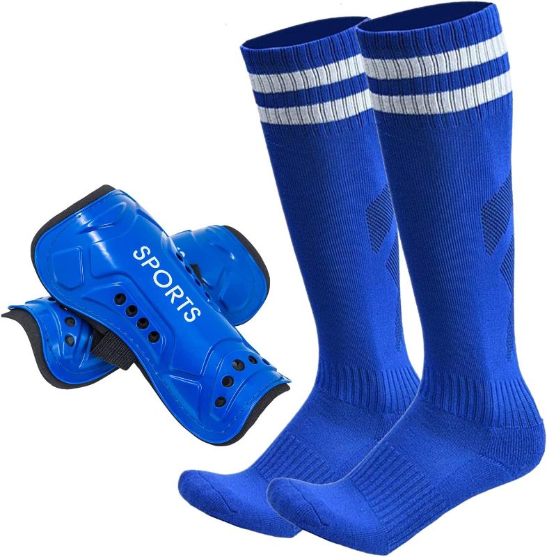 Photo 1 of AITUSI Soccer Shin Guards for Kids Youth, Shin Pads and Long Soccer Socks for 3-15 Years Old Boys Girls Toddler Children Teenagers, Soccer Equipment for Football Games
