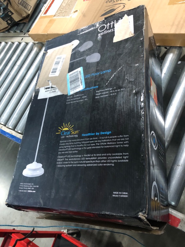 Photo 2 of ******* FOR PARTS**** OttLite Revive LED Floor Lamp with ClearSun LED Technology - Touch-Sensitive Control, 3 Brightness Mode, Reduces Eyestrain - Great for Office, Home, Dorm, Bedroom, College, Living Room