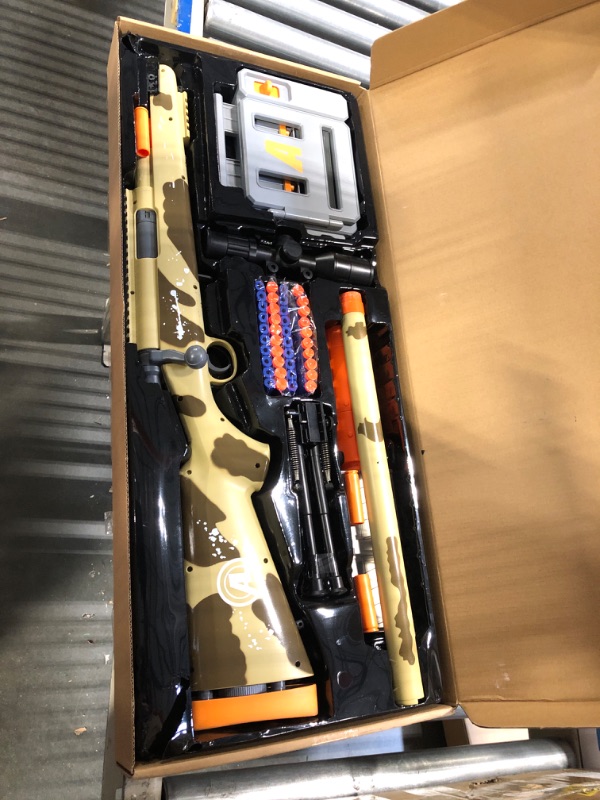 Photo 1 of AGM MASTECH M24 Soft Bullet Toy Gun, Empty Shell Ejecting Design, Enhanced Scope, Fast Dart Loader, 40 Soft Foam Darts, 20 Shells, 2 Magazines. Blasting Toy Foam Blaster for Boys and Girls (Brown) Light Brown