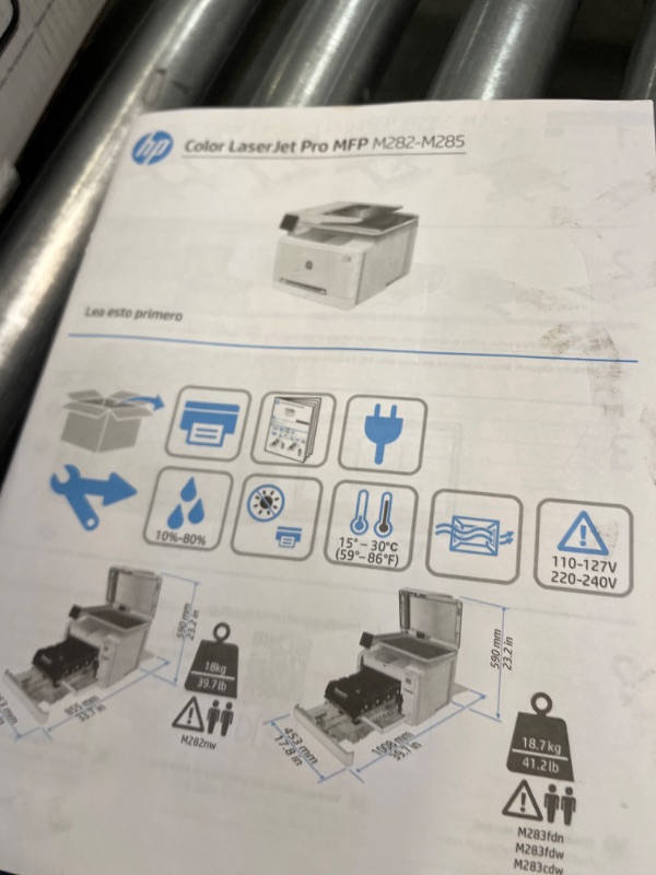 Photo 1 of HP Color LaserJet Pro M283fdw Wireless All-in-One Laser Printer, Remote Mobile Print, Scan & Copy, Duplex Printing, Works with Alexa (7KW75A), White
