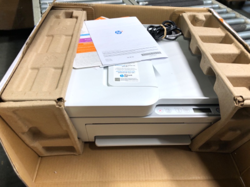 Photo 3 of ** FOR PARTS ** TURNS ON ** HP DeskJet 4155e Wireless Color Inkjet Printer, Print, scan, copy, Easy setup, Mobile printing, Best-for home, Instant Ink with HP+,white
