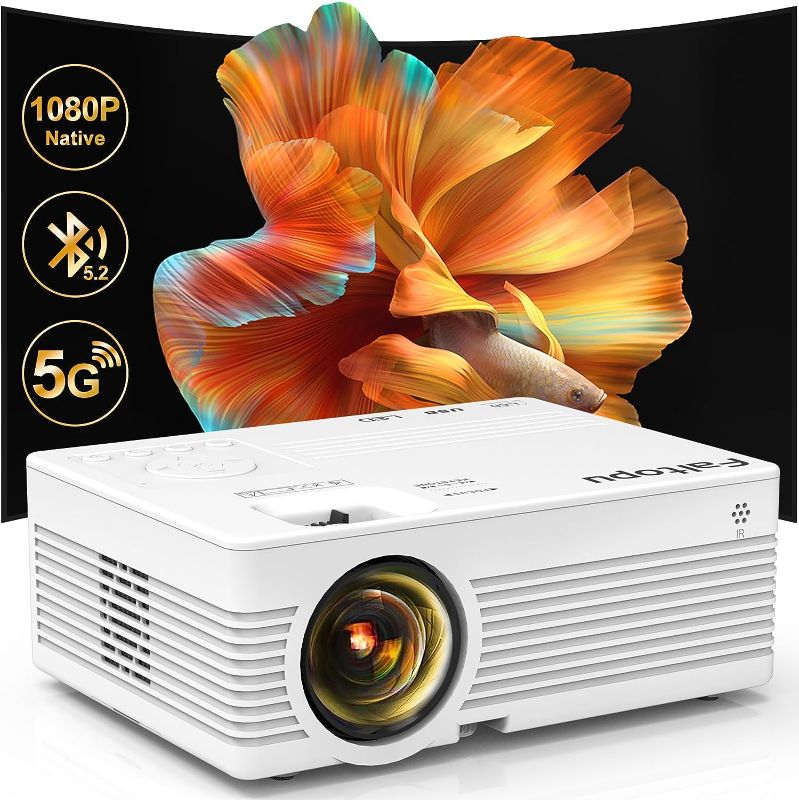 Photo 1 of 4K Projector?Faltopu Native 1080P Projector, 500ANSI Projector with 5G WiFi and Bluetooth, Full HD Outdoor Projector, 300'' Mini Portable Movie Projector Compatible with with Android/iOS/Windows