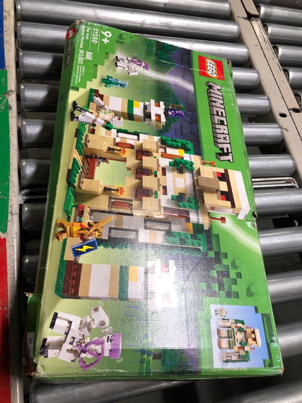 Photo 1 of **USED POSSIBLE MISSING PARTS** LEGO Minecraft The Iron Golem Fortress 21250 Building Toy Set, Playset Featuring a Crystal Knight and Golden Knight, A Fortress and a Giant Golem, Build and Display Minecraft Toy for 9 Year Old Kids