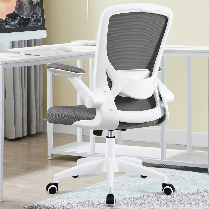 Photo 1 of KERDOM Ergonomic Office Chair, Breathable Mesh Desk Chair, Lumbar Support Computer Chair with Wheels and Flip-up Arms, Swivel Task Chair, Adjustable Height Home Gaming Chair (DeepGray)