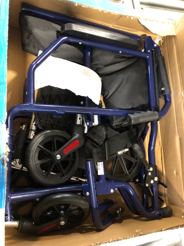 Photo 3 of ** FOR PARTS ONLY ** Carex Transport Wheelchair With 19 inch Seat - Folding Transport Chair with Foot Rests - Foldable Wheel Chair for Travel and Storage, 1 Count