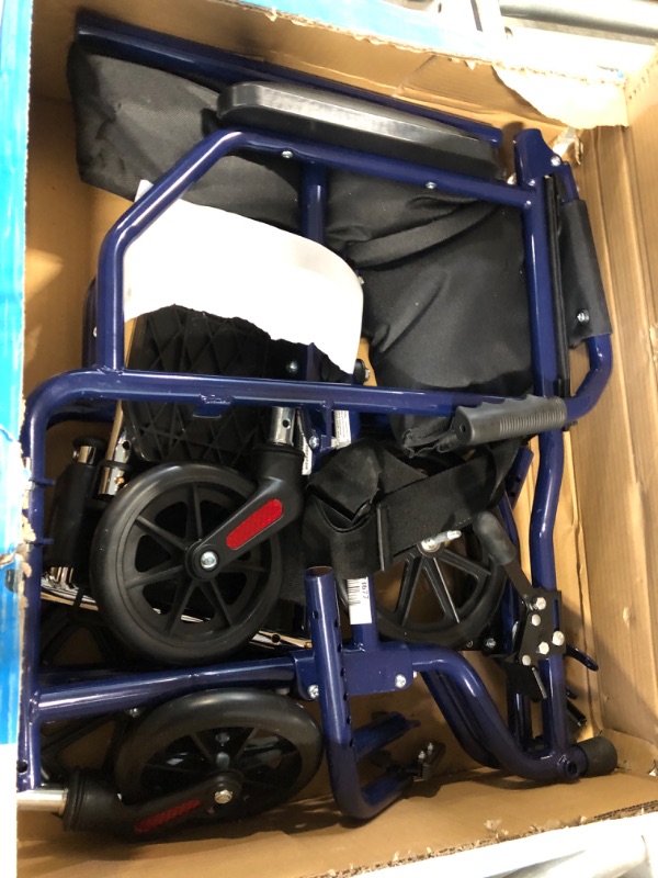 Photo 1 of ** FOR PARTS ONLY ** Carex Transport Wheelchair With 19 inch Seat - Folding Transport Chair with Foot Rests - Foldable Wheel Chair for Travel and Storage, 1 Count