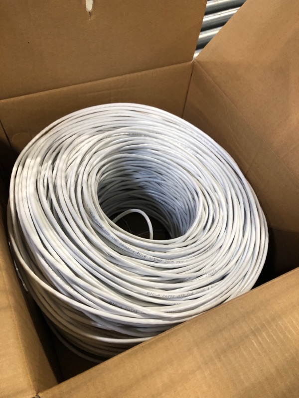 Photo 3 of Big-A - Bulk Cat5e Cable 1000ft 24AWG Solid 4 Pair Cat5e Ethernet Cable, Unshielded Twisted Pair UTP 350MHz Internet Cable, Pull Box - White 1000 ft White