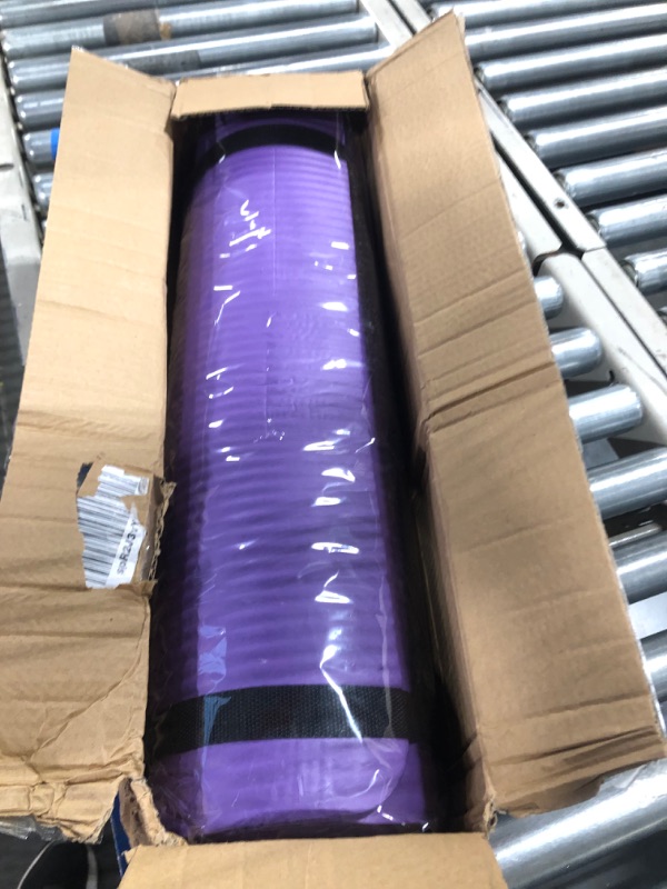 Photo 1 of BalanceFrom All Purpose 1/2-Inch Extra Thick High Density Anti-Tear Exercise Yoga Mat with Carrying Strap and Yoga Blocks Purple Mat Only