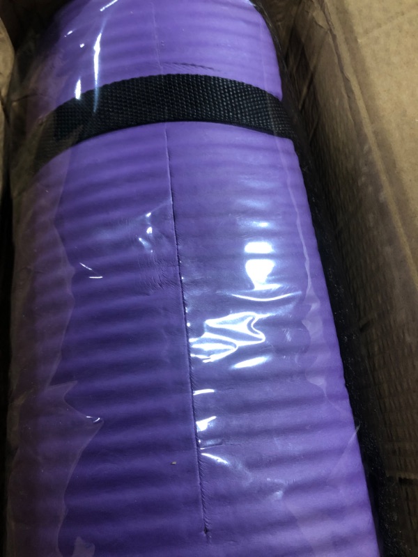 Photo 1 of BalanceFrom All Purpose 1/2-Inch Extra Thick High Density Anti-Tear Exercise Yoga Mat with Carrying Strap and Yoga Blocks Purple Mat Only