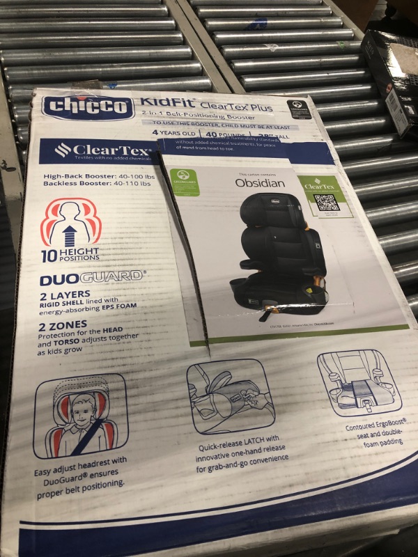 Photo 2 of Chicco KidFit ClearTex Plus 2-in-1 Belt-Positioning Booster Car Seat, Backless and High Back Booster Seat, for Children Aged 4 Years and up and 40-100 lbs. | Obsidian/Black KidFit Plus with ClearTex® No Chemicals Obsidian