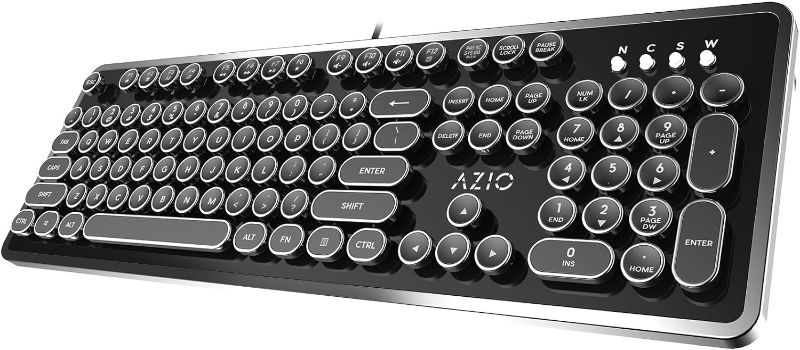 Photo 1 of Azio Retro - Wired USB Mechanical Keyboard | in Black and Chrome | for PC | Blue Switch | MK-RETRO-01