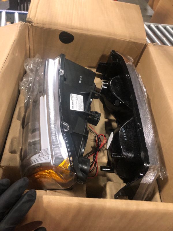 Photo 4 of PIT66 LED Headlight, Compatible with 03-06 Chevy Silverado 1500 2500 3500 HD Model/03-06 Avalanche 1500 2500(Fit No Cladding only) Clear Lens Chrome Housing Amber Corner Clear Lens Chrome Housing Amber Corner LED Modified Style