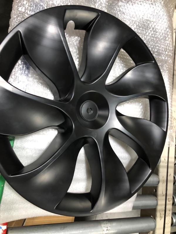 Photo 1 of XINFOOB Tesla Model Y Wheel Cover Hubcaps 19-Inch Hub Cap Replacement ABS Cover Set of 4 Matte Black 2020-2023 Model Y Accessories Style 1 19 inches