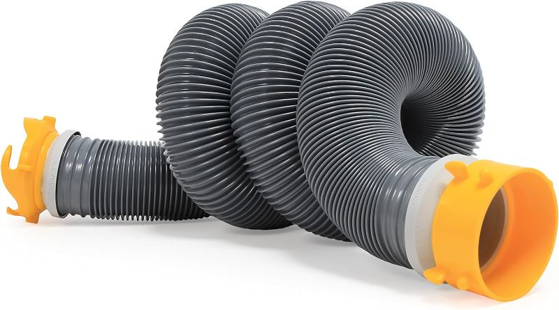 Photo 1 of Camco 20-Foot RV Sewer Hose | Features a Durable HTS Vinyl Construction, Designed to Work with Threaded and Slip Fittings, and has a 3-Inch Diameter Opening (39611) Sewer Hose -12 Mils 20' Black