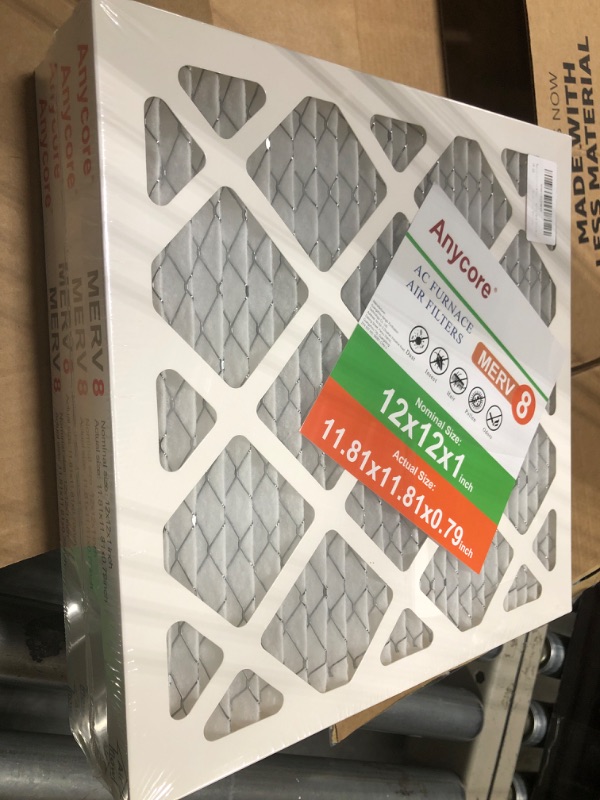 Photo 2 of Anycore 12x12x1 AC Furnace Air Filter, MPR 600, MERV 8 Pleated HVAC Filter, 4 Pack (exact dimensions 11.81x11.81x0.79 inches)