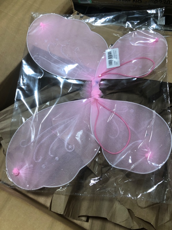 Photo 2 of Colle Girls Butterfly Fairy Pink Wings for Fairy Costumes Sparkle Fairy Princess Wings Party Favor Pink-fbm