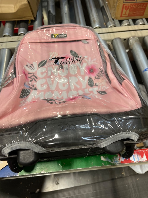 Photo 1 of NEW TILAMI Rolling Backpack 19 inch Teens Rolling Backpack Cute Wheeled Computer Laptop Backpack Bookbag Roller Travel Bag College, Flower Pink Flower Pink 19 inche