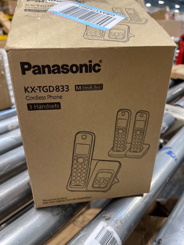 Photo 2 of Panasonic Cordless Phone with Answering Machine, Advanced Call Block, Bilingual Caller ID and Easy to Read High-Contrast Display, Expandable System with 3 Handsets - KX-TGD833M (Metallic Black)
