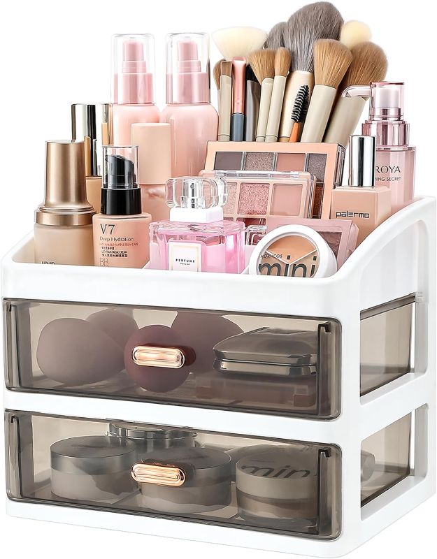 Photo 1 of **FOR PARTS** Makeup Organizer for Vanity,Large Capacity Countertop Organizer,Bathroom Bedroom Desk Cosmetic Display Cases for Skin Care Brushes Eyeshadow Lotions Lipstick Nail Polish 