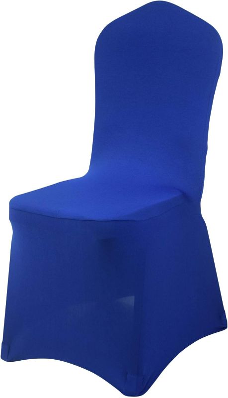 Photo 1 of 10 PCS Royal Blue Spandex Dining Room Chair Covers for Living Room - Universal Stretch Chair Slipcovers Protector for Wedding, Banquet, and Party (Royal Blue, 10)