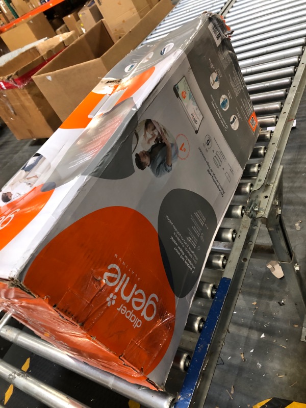 Photo 1 of Diaper Genie Platinum Pail (Lilly White) is Made of Durable Stainless Steel and Includes 1 Easy Roll Refill with 18 Bags That can Last up to 5 Months.