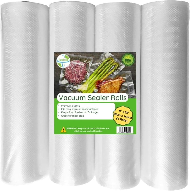 Photo 1 of 11" x 25' Vacuum Sealer Rolls-Vacuum Sealer Bags-Vacuum Sealer Machine-Food Sealer Bag-Rolls Compatible with FoodSaver Machines-4 Pack-15% thicker embossing than leading supplier.