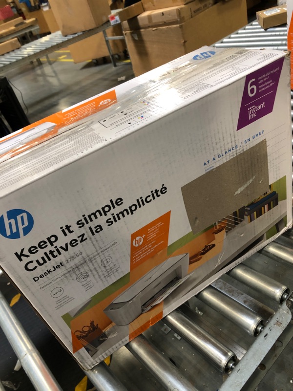 Photo 5 of HP DeskJet 2755e Wireless Color All-in-One Printer with bonus 6 months Instant Ink (26K67A), white