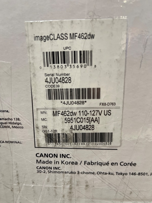 Photo 1 of Canon imageCLASS MF462dw All-in-One Monochrome Laser Printer