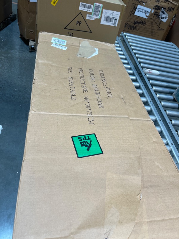 Photo 1 of FOLUBAN Industrial Console Sofa Table, Rustic Entryway/Hallway Table with 3-Tier Open Shelf for Living Room, Oak 47 inch