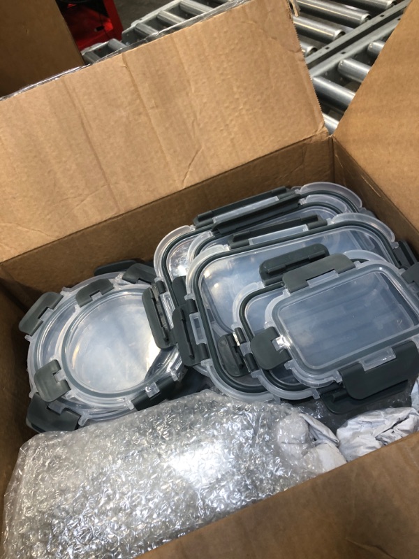 Photo 1 of **SOME BOWLS BROKEN ** USED** M MCIRCO 30 Pieces Glass Food Storage Containers with Upgraded Snap Locking Lids,Glass Meal Prep Containers Set - Airtight Lunch Containers, Microwave, Oven, Freezer and Dishwasher Friendly Gray