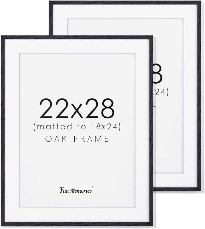 Photo 1 of 22x28 Black Picture Frame, Solid Oak Wood Photo Frame Display 5x7 Picture with Mat, 22 x 28 Black Wood Frame with Stand for Wall and Tabletop, 22"x28" Oak Picture Frame with Tempered Glass, 1 Pack Black 22x28- 1P