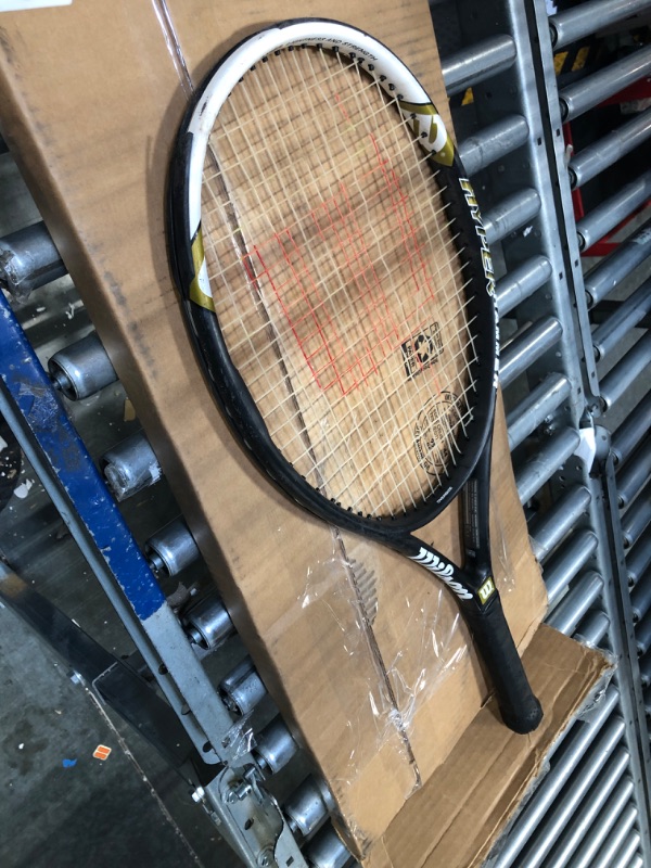 Photo 3 of Wilson Adult Recreational Tennis Rackets Hyper Hammer 5.3 Black/White/Gold Grip Size 1 - 4 1/8"