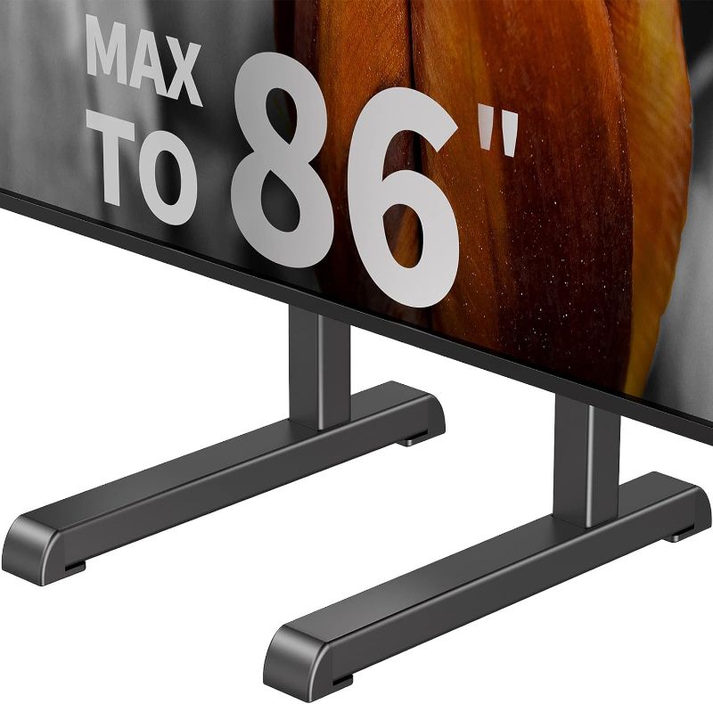Photo 1 of Universal Table Top TV Stand Base Replacement for Most 24 to 86 Inch LCD LED TVs, 7 Height Adjustable TV Legs with Cable Management Hold up to 132lbs, Max VESA 800x600mm, Black AX10TB01
